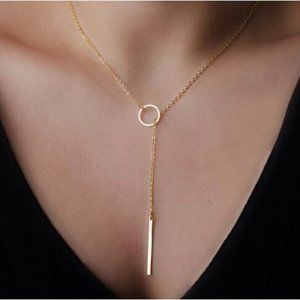 Minimalist Pendant Loop Necklace Gold Color